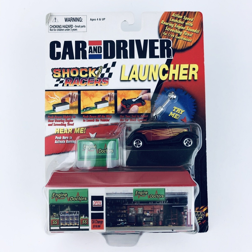 Road Champs Shock‎ Racers Launcher Ford Hot Rod Car Black Die Cast 1/64 Scale